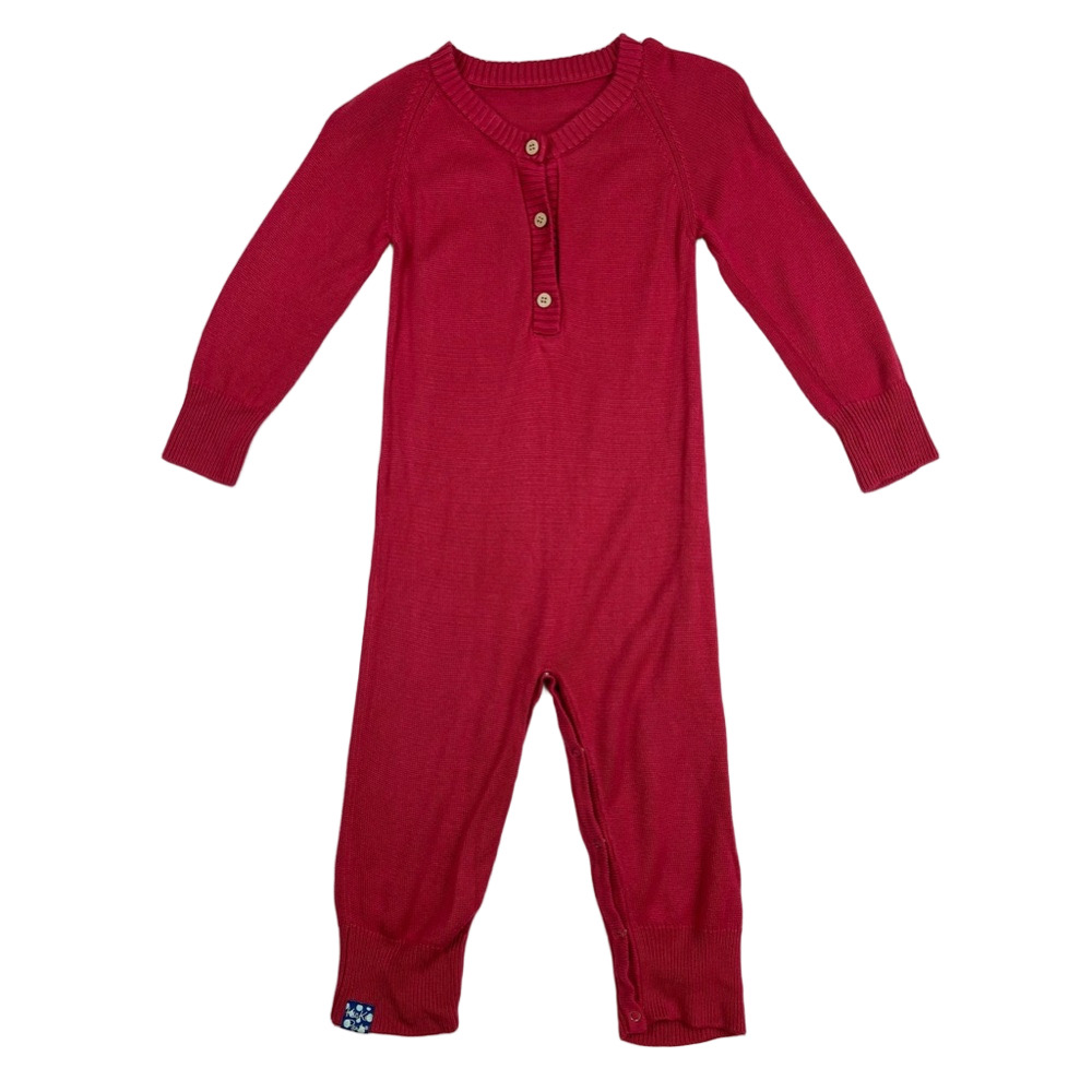 12-18m Unisex Bamboo Sweater Kickee Pants Red Kids One Piece